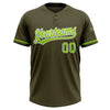 Custom Olive Neon Green-White Salute To Service Two-Button Unisex Softball Jersey