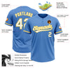 Custom Powder Blue White-Yellow Two-Button Unisex Softball Jersey