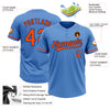 Custom Powder Blue Orange-Royal Two-Button Unisex Softball Jersey