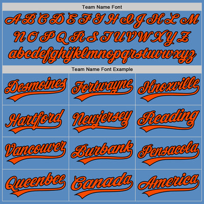 Custom Powder Blue Orange-Black Two-Button Unisex Softball Jersey