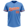 Custom Powder Blue Orange-White Two-Button Unisex Softball Jersey