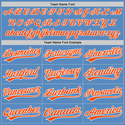 Custom Powder Blue Orange-White Two-Button Unisex Softball Jersey