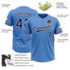 Custom Powder Blue Navy-White Two-Button Unisex Softball Jersey