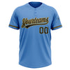 Custom Powder Blue Black-Old Gold Two-Button Unisex Softball Jersey