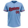 Custom Light Blue Red-Navy Two-Button Unisex Softball Jersey