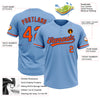 Custom Light Blue Orange-Royal Two-Button Unisex Softball Jersey