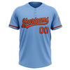 Custom Light Blue Orange-Black Two-Button Unisex Softball Jersey