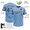 Custom Light Blue Black-White Two-Button Unisex Softball Jersey