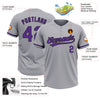 Custom Gray Purple-Black Two-Button Unisex Softball Jersey