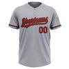 Custom Gray Red-Black Two-Button Unisex Softball Jersey