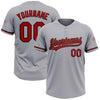 Custom Gray Red-Black Two-Button Unisex Softball Jersey