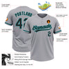 Custom Gray Black-Teal Two-Button Unisex Softball Jersey