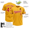 Custom Gold Red-White Two-Button Unisex Softball Jersey