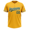 Custom Gold Green-White Two-Button Unisex Softball Jersey