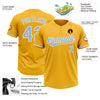 Custom Gold Light Blue-White Two-Button Unisex Softball Jersey