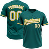 Custom Teal White-Yellow Two-Button Unisex Softball Jersey