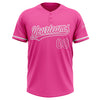 Custom Pink White Two-Button Unisex Softball Jersey