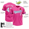 Custom Pink White-Royal Two-Button Unisex Softball Jersey