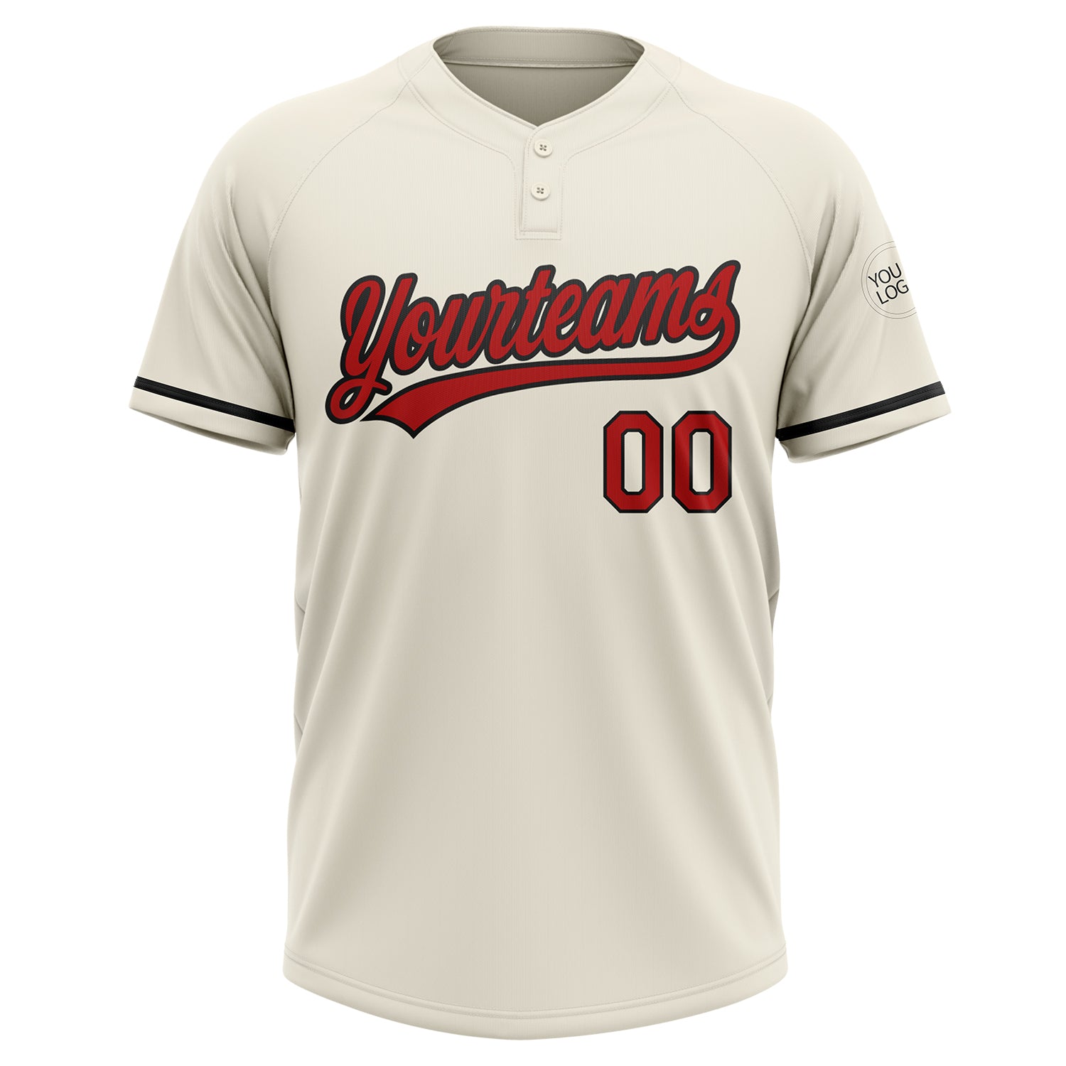 Custom Cream Red-Black Two-Button Unisex Softball Jersey