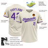 Custom Cream Purple-Gray Two-Button Unisex Softball Jersey