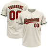 Custom Cream Red-Green Two-Button Unisex Softball Jersey