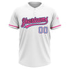 Custom White Light Blue Black-Pink Two-Button Unisex Softball Jersey