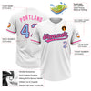 Custom White Light Blue Black-Pink Two-Button Unisex Softball Jersey