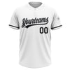 Custom White Black-Gray Two-Button Unisex Softball Jersey