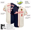 Custom Cream White-Navy Authentic Split Fashion Baseball Jersey