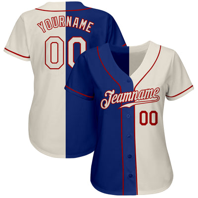 Custom Royal Cream-Red Authentic Split Fashion Baseball Jersey