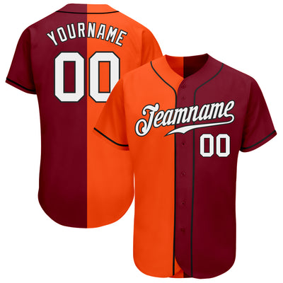 Custom Crimson White Orange-Black Authentic Split Fashion Baseball Jersey