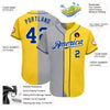 Custom Yellow Royal Gray-White Authentic Split Fashion Baseball Jersey