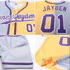 Custom Yellow Purple Gray-White Authentic Split Fashion Baseball Jersey