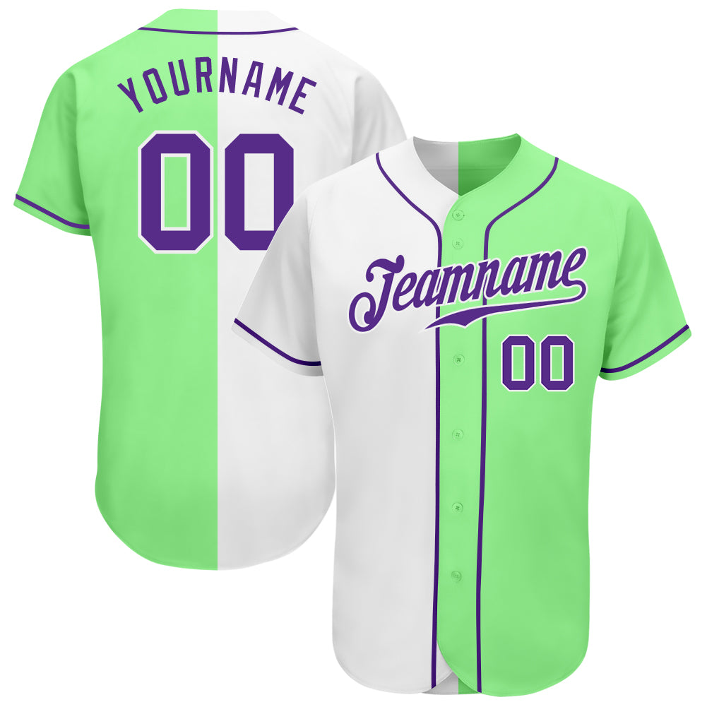 Custom Baseball Jersey White Pink Pea Green-Gold Authentic Two Tone