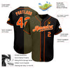 Custom Black Orange Olive-Cream Authentic Split Fashion Baseball Jersey