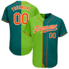 Custom Teal Orange Neon Green-White Authentic Split Fashion Baseball Jersey