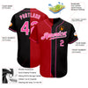 Custom Black Pink Red-White Authentic Split Fashion Baseball Jersey