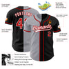 Custom Black Red-Gray Authentic Split Fashion Baseball Jersey