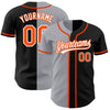 Custom Black Orange-Gray Authentic Split Fashion Baseball Jersey