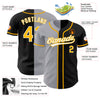 Custom Black Gold-Gray Authentic Split Fashion Baseball Jersey