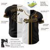 Custom Black Black White-Old Gold Authentic Split Fashion Baseball Jersey