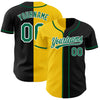 Custom Black Kelly Green-Yellow Authentic Split Fashion Baseball Jersey