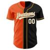 Custom Black White Orange-Old Gold Authentic Split Fashion Baseball Jersey