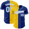 Custom Royal Light Blue-Yellow Authentic Split Fashion Baseball Jersey