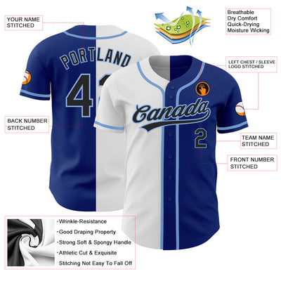 Custom Light Blue Baseball Jersey White-Royal Authentic - FansIdea
