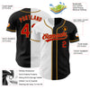 Custom Black Red White-Old Gold Authentic Split Fashion Baseball Jersey