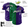 Custom Purple White Kelly Green-Black Authentic Split Fashion Baseball Jersey