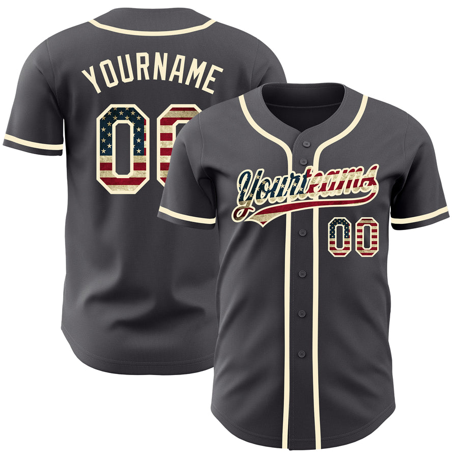 Custom Gray Black Pinstripe Black-Gold Authentic Baseball Jersey Discount