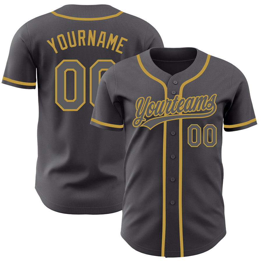 Custom Team Old Gold Baseball Authentic Black Jersey Black