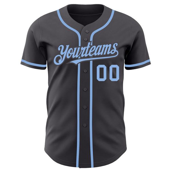 Custom Baseball Jersey Steel Gray Light Blue Authentic Men's Size:2XL